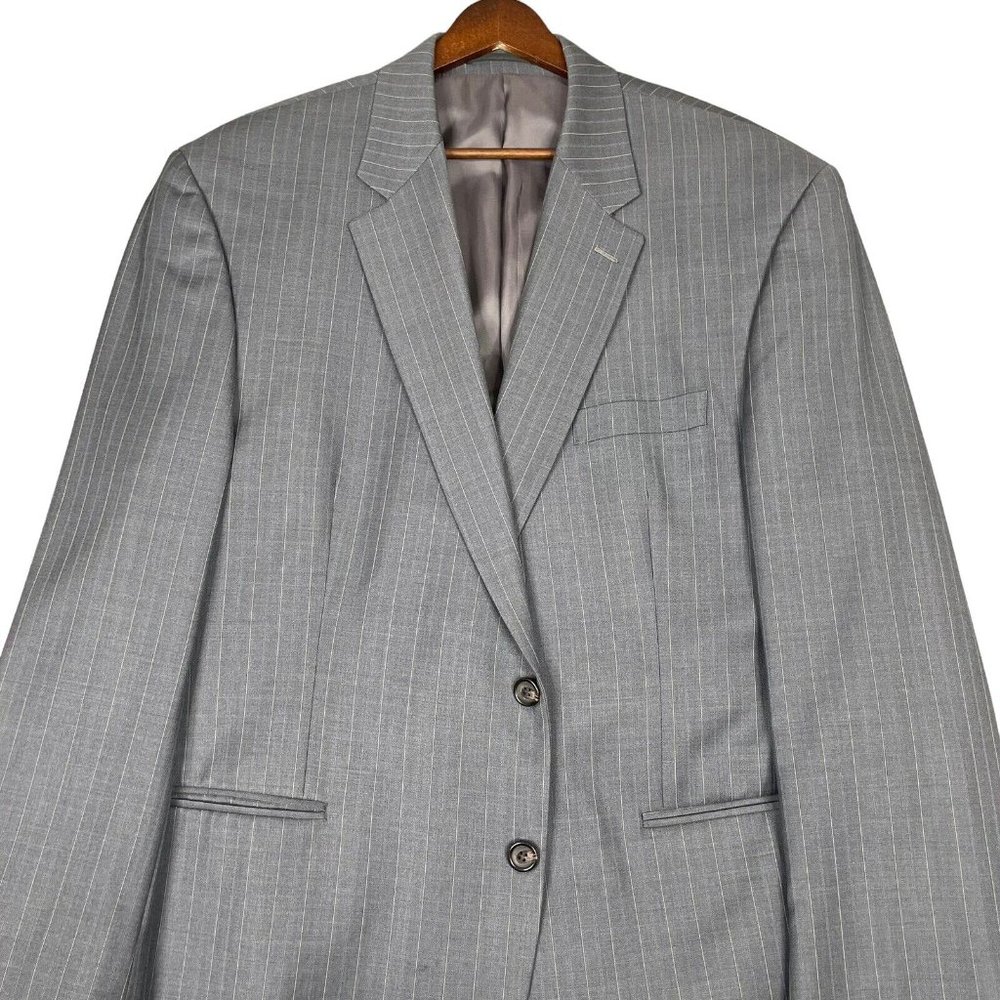 🦋Lauren Ralph Lauren Men's Gray Pinstriped Wool Coat 46R(S) - Picture 4 of 8